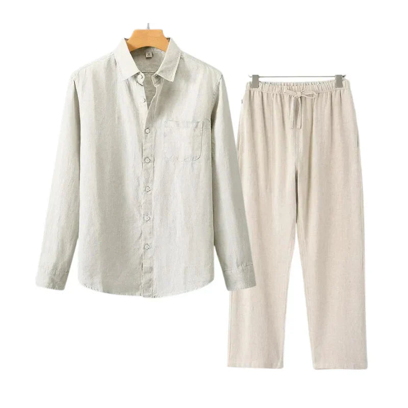 Elara Ave™ | Linen Combo Long-Sleeve Set