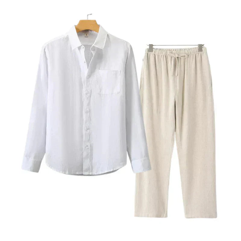 Elara Ave™ | Linen Combo Long-Sleeve Set